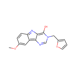 COc1ccc2nc3c(O)n(Cc4ccco4)cnc-3c2c1 ZINC000101906307