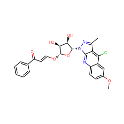 COc1ccc2nc3c(c(C)nn3[C@@H]3O[C@H](O/C=C/C(=O)c4ccccc4)[C@@H](O)[C@H]3O)c(Cl)c2c1 ZINC000026151666