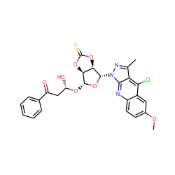 COc1ccc2nc3c(c(C)nn3[C@@H]3O[C@H](O[C@@H](O)CC(=O)c4ccccc4)[C@H]4OC(=S)O[C@H]43)c(Cl)c2c1 ZINC000026164605