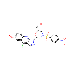 COc1ccc2nc3c(c(C)nn3[C@H]3CN(S(=O)(=O)c4ccc([N+](=O)[O-])cc4)C[C@@H](CO)O3)c(Cl)c2c1 ZINC000026165236