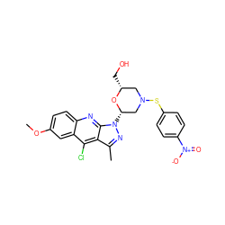 COc1ccc2nc3c(c(C)nn3[C@H]3CN(Sc4ccc([N+](=O)[O-])cc4)C[C@@H](CO)O3)c(Cl)c2c1 ZINC000029571135