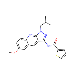 COc1ccc2nc3c(cc2c1)c(NC(=O)c1cccs1)nn3CC(C)C ZINC000002416023