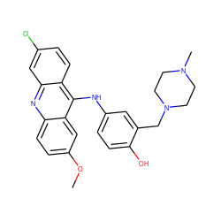 COc1ccc2nc3cc(Cl)ccc3c(Nc3ccc(O)c(CN4CCN(C)CC4)c3)c2c1 ZINC000022451073