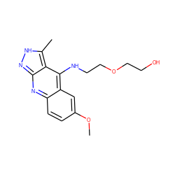 COc1ccc2nc3n[nH]c(C)c3c(NCCOCCO)c2c1 ZINC000001545892