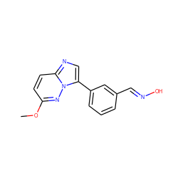 COc1ccc2ncc(-c3cccc(/C=N/O)c3)n2n1 ZINC001772596926