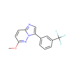 COc1ccc2ncc(-c3cccc(C(F)(F)F)c3)n2n1 ZINC001772644788