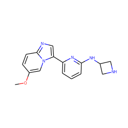 COc1ccc2ncc(-c3cccc(NC4CNC4)n3)n2c1 ZINC000029045669