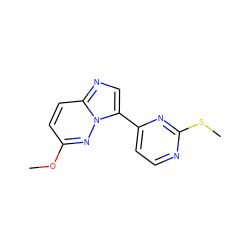 COc1ccc2ncc(-c3ccnc(SC)n3)n2n1 ZINC001772614656