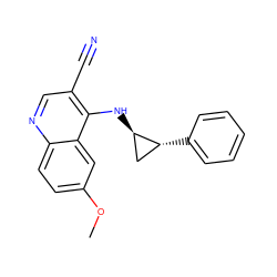 COc1ccc2ncc(C#N)c(N[C@@H]3C[C@H]3c3ccccc3)c2c1 ZINC000028952905