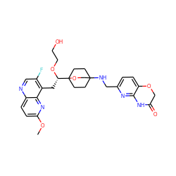 COc1ccc2ncc(F)c(C[C@H](OCCO)C34CCC(NCc5ccc6c(n5)NC(=O)CO6)(CC3)CO4)c2n1 ZINC000206097079