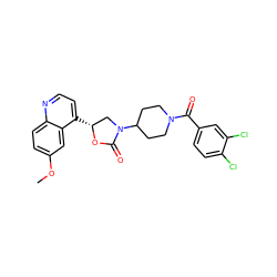 COc1ccc2nccc([C@@H]3CN(C4CCN(C(=O)c5ccc(Cl)c(Cl)c5)CC4)C(=O)O3)c2c1 ZINC000028893751