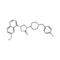 COc1ccc2nccc([C@@H]3CN(C4CCN(Cc5ccc(Br)cc5)CC4)C(=O)O3)c2c1 ZINC000028893647