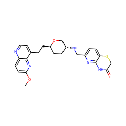 COc1ccc2nccc(CC[C@@H]3CC[C@@H](NCc4ccc5c(n4)NC(=O)CS5)CO3)c2n1 ZINC000096284049