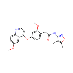 COc1ccc2nccc(Oc3ccc(CC(=O)Nc4noc(C)c4C)c(OC)c3)c2c1 ZINC000084618654