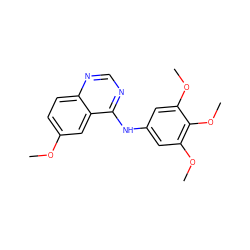 COc1ccc2ncnc(Nc3cc(OC)c(OC)c(OC)c3)c2c1 ZINC000003815272