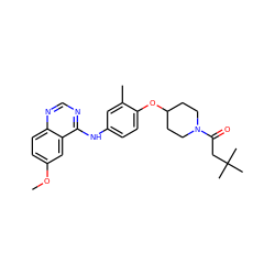 COc1ccc2ncnc(Nc3ccc(OC4CCN(C(=O)CC(C)(C)C)CC4)c(C)c3)c2c1 ZINC000028706366