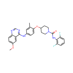 COc1ccc2ncnc(Nc3ccc(OC4CCN(C(=O)Nc5c(F)cccc5F)CC4)c(C)c3)c2c1 ZINC000028706387