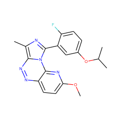 COc1ccc2nnc3c(C)nc(-c4cc(OC(C)C)ccc4F)n3c2n1 ZINC000084671993