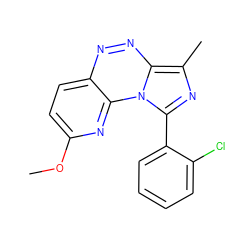 COc1ccc2nnc3c(C)nc(-c4ccccc4Cl)n3c2n1 ZINC000068205780