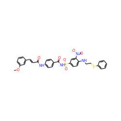 COc1cccc(/C=C/C(=O)Nc2ccc(C(=O)NS(=O)(=O)c3ccc(NCCSc4ccccc4)c([N+](=O)[O-])c3)cc2)c1 ZINC001772607087