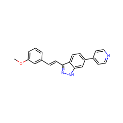 COc1cccc(/C=C/c2n[nH]c3cc(-c4ccncc4)ccc23)c1 ZINC000166994010