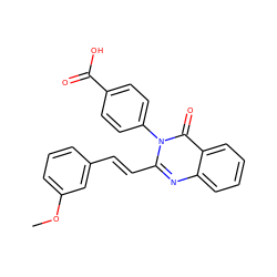 COc1cccc(/C=C/c2nc3ccccc3c(=O)n2-c2ccc(C(=O)O)cc2)c1 ZINC000008446601