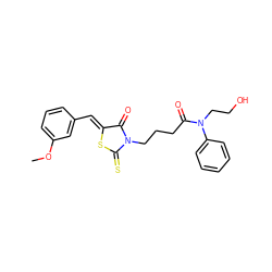 COc1cccc(/C=C2\SC(=S)N(CCCC(=O)N(CCO)c3ccccc3)C2=O)c1 ZINC000008819233