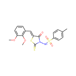 COc1cccc(/C=C2\SC(=S)N(NS(=O)(=O)c3ccc(C)cc3)C2=O)c1OC ZINC000002454414