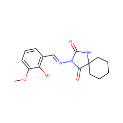 COc1cccc(/C=N/N2C(=O)NC3(CCCCC3)C2=O)c1O ZINC000003307798