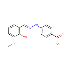 COc1cccc(/C=N/Nc2ccc(C(=O)O)cc2)c1O ZINC000003909380