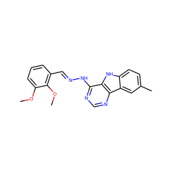 COc1cccc(/C=N/Nc2ncnc3c2[nH]c2ccc(C)cc23)c1OC ZINC000101897011