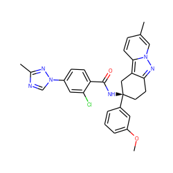 COc1cccc([C@@]2(NC(=O)c3ccc(-n4cnc(C)n4)cc3Cl)CCc3nn4cc(C)ccc4c3C2)c1 ZINC000473160484
