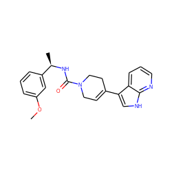 COc1cccc([C@@H](C)NC(=O)N2CC=C(c3c[nH]c4ncccc34)CC2)c1 ZINC000063298497