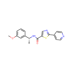 COc1cccc([C@@H](C)NC(=O)c2cnc(-c3ccncc3)s2)c1 ZINC000063298436