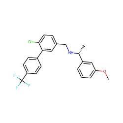 COc1cccc([C@@H](C)NCc2ccc(Cl)c(-c3ccc(C(F)(F)F)cc3)c2)c1 ZINC000058591406