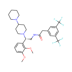 COc1cccc([C@@H](CNC(=O)Cc2cc(C(F)(F)F)cc(C(F)(F)F)c2)N2CCC(N3CCCCC3)CC2)c1OC ZINC000027518301