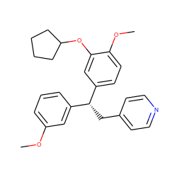 COc1cccc([C@@H](Cc2ccncc2)c2ccc(OC)c(OC3CCCC3)c2)c1 ZINC000013441979