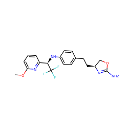 COc1cccc([C@@H](Nc2ccc(CC[C@H]3COC(N)=N3)cc2)C(F)(F)F)n1 ZINC000139678460