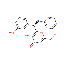 COc1cccc([C@@H](Nc2ccccn2)c2oc(CO)cc(=O)c2O)c1 ZINC000019880803