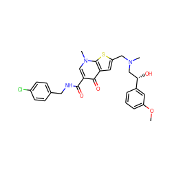 COc1cccc([C@@H](O)CN(C)Cc2cc3c(=O)c(C(=O)NCc4ccc(Cl)cc4)cn(C)c3s2)c1 ZINC000028901609