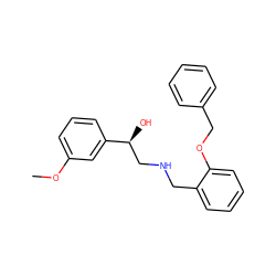 COc1cccc([C@@H](O)CNCc2ccccc2OCc2ccccc2)c1 ZINC000014966798
