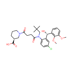 COc1cccc([C@@H](O)c2cc(Cl)ccc2N(CC(C)(C)C)C(=O)CCC(=O)N2CCC[C@H](C(=O)O)C2)c1OC ZINC000066077523