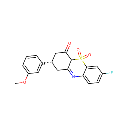 COc1cccc([C@@H]2CC(=O)C3C(=Nc4ccc(F)cc4S3(=O)=O)C2)c1 ZINC000100796320