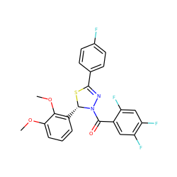 COc1cccc([C@@H]2SC(c3ccc(F)cc3)=NN2C(=O)c2cc(F)c(F)cc2F)c1OC ZINC000014972976