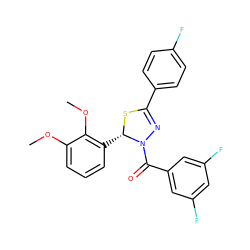 COc1cccc([C@@H]2SC(c3ccc(F)cc3)=NN2C(=O)c2cc(F)cc(F)c2)c1OC ZINC000014972890