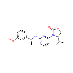 COc1cccc([C@H](C)Nc2nccc(N3C(=O)OC[C@@H]3C(C)C)n2)c1 ZINC000142053968