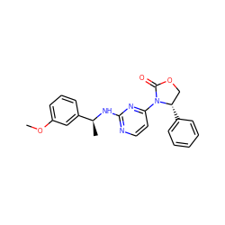 COc1cccc([C@H](C)Nc2nccc(N3C(=O)OC[C@@H]3c3ccccc3)n2)c1 ZINC000142130169