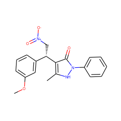 COc1cccc([C@H](C[N+](=O)[O-])c2c(C)[nH]n(-c3ccccc3)c2=O)c1 ZINC000005488215