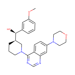 COc1cccc([C@H](O)[C@@H]2CCCN(c3ncnc4cc(N5CCOCC5)ccc34)C2)c1 ZINC000199431485