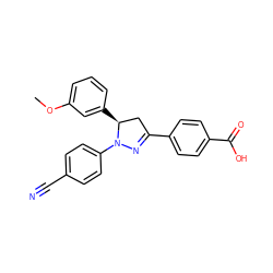 COc1cccc([C@H]2CC(c3ccc(C(=O)O)cc3)=NN2c2ccc(C#N)cc2)c1 ZINC000058650194